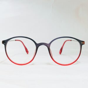 Bold Round Gradient Eyeglasses in Dark Gray to Red