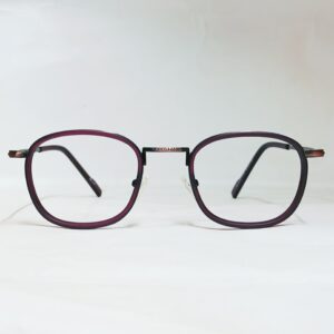 Purple Geometric Eyeglasses | Lightweight Retro Metal Bridge Frame