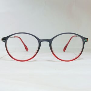 Black to Red Gradient Rounded Eyeglasses | Stylish Full-Rim Lightweight Frame